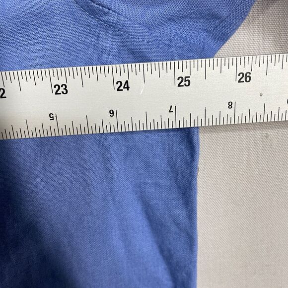 Na Nin Shirt Women One Size Blue Arlo Linen Cotton Button Down Pocket Coastal - Picture 3 of 7